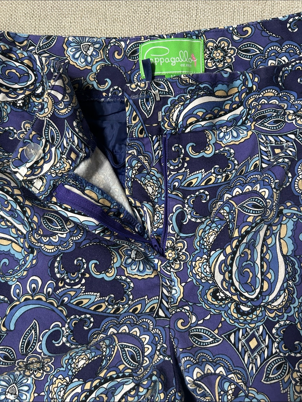 Women’s pappagallo paisley print cropped pant size 14